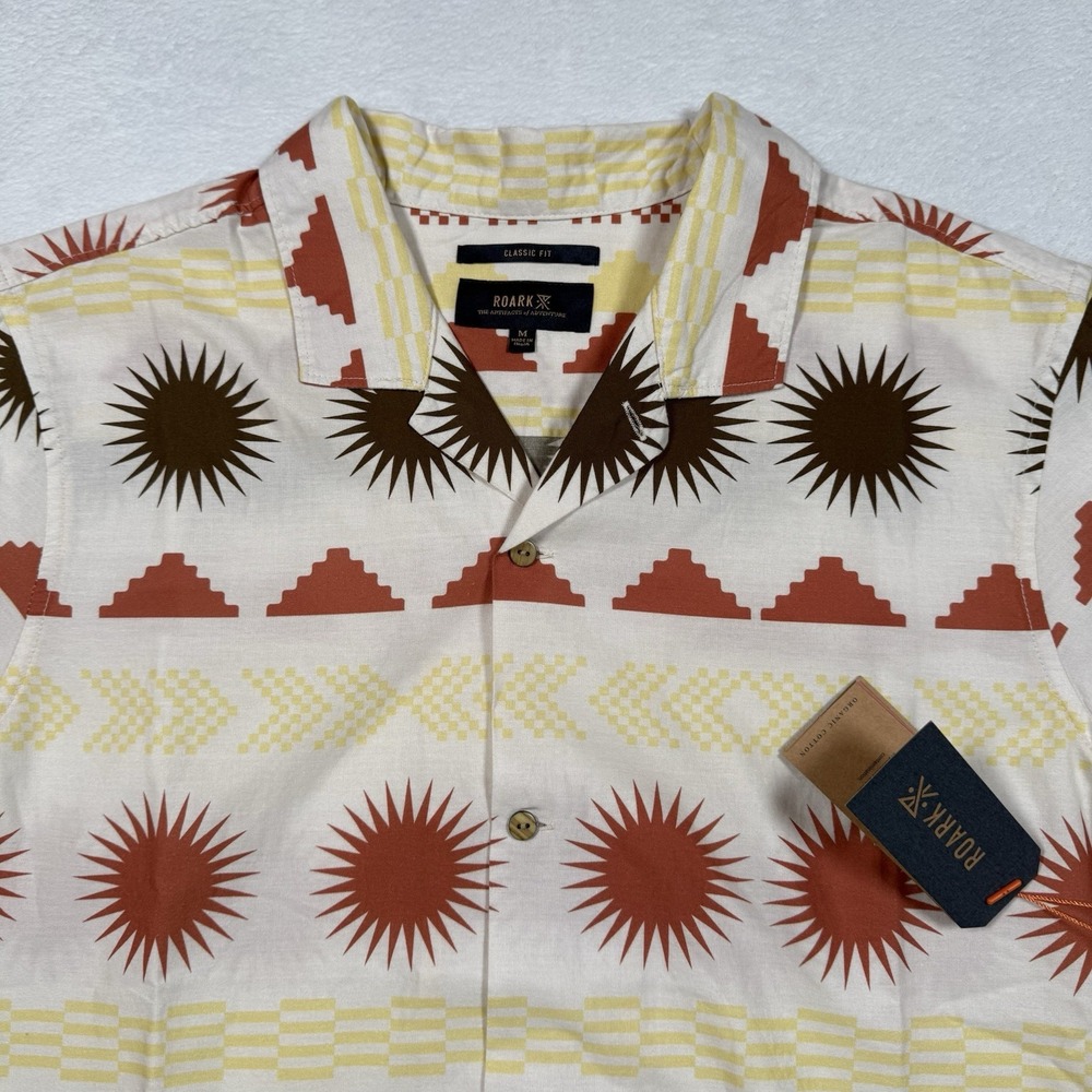 Roark Men's Gonzo Short Sleeve Woven‎ Shirt Almond Paste Medium Aztec Southwest